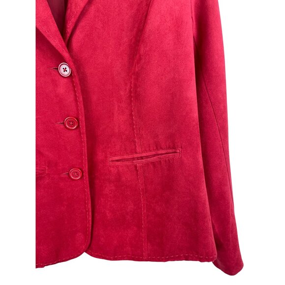 Studio Works Red Faux Suede Button Up Lined Blazer Suit Jacket Womens Size 8 - Picture 4 of 11
